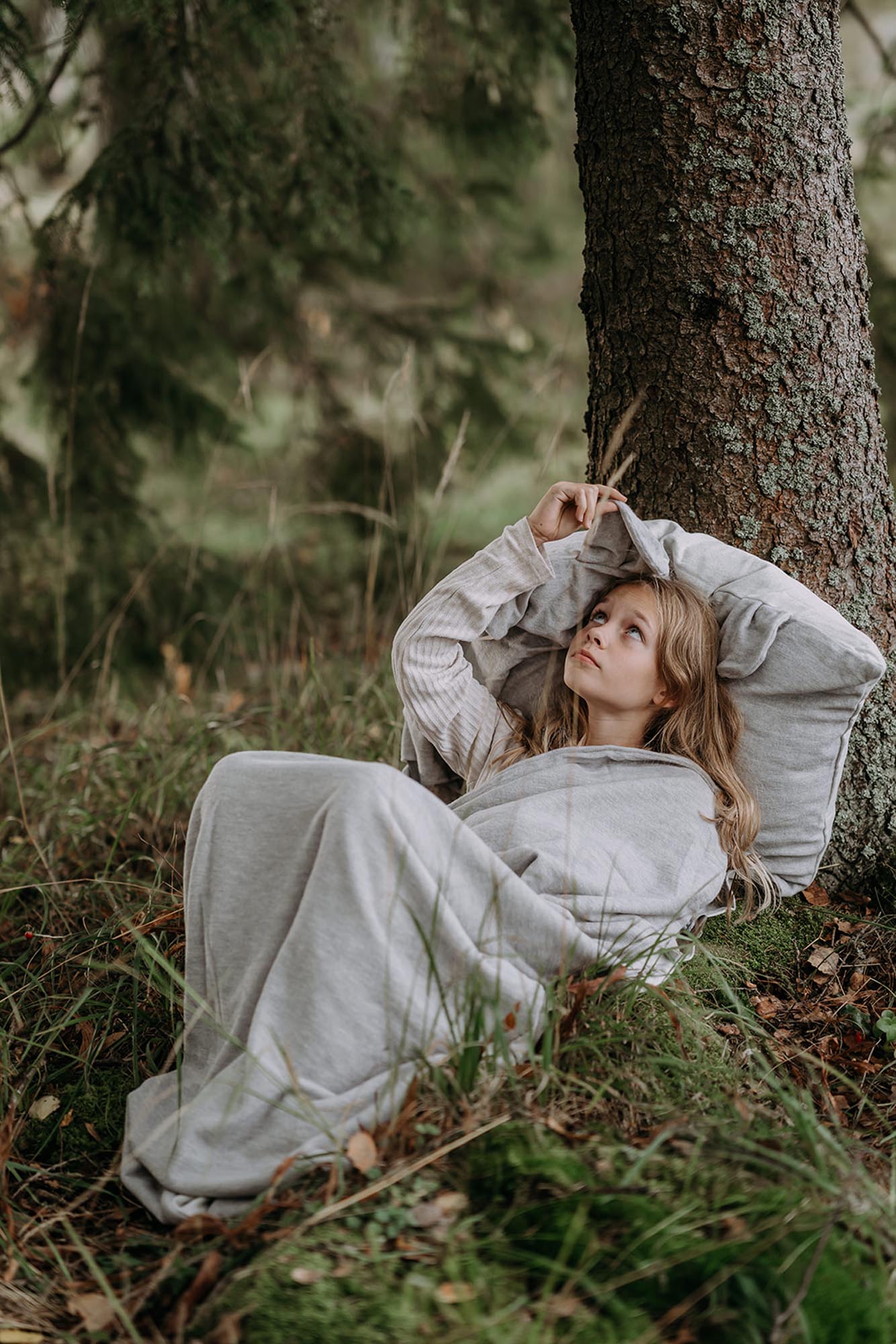 IVAN light grey merino wool sleeping bag-napsack